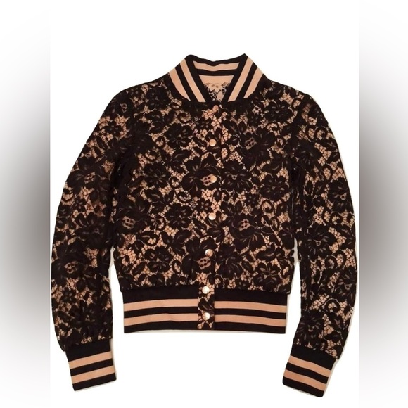 Agent Provocateur pink and black lace varsity jacket size 2 small - Picture 5 of 9